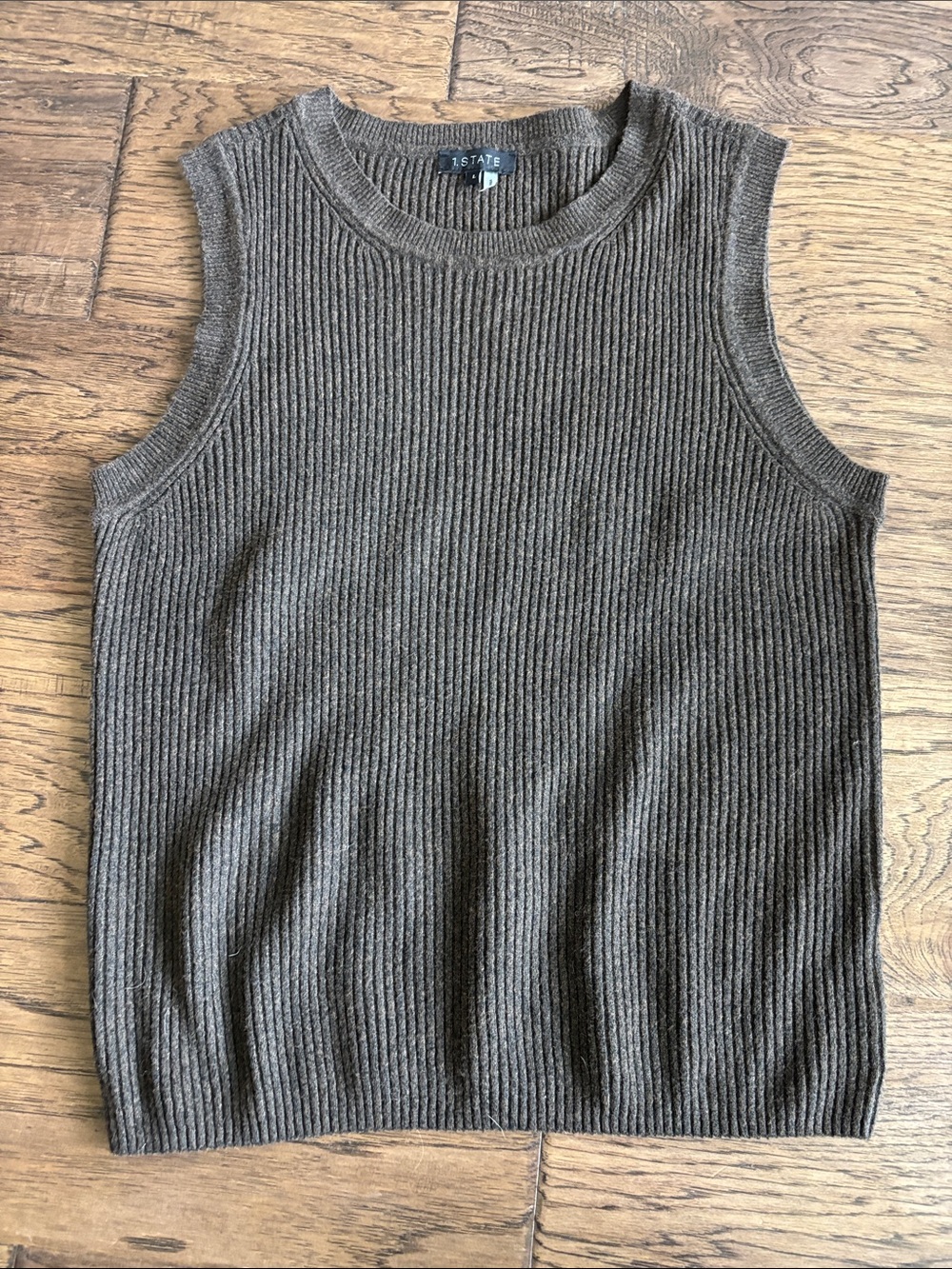 1. State Brown Ribbed Knit Sleeveless Tank